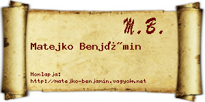 Matejko Benjámin névjegykártya